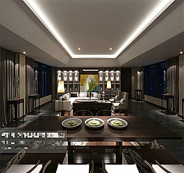 中式餐廳模型展示