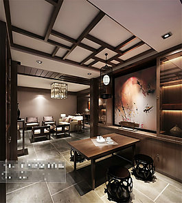 中式餐廳模型設(shè)計版式