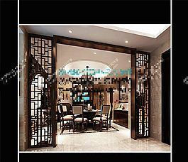 中式餐廳模型設(shè)計(jì)素材