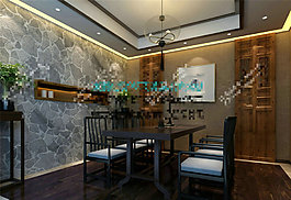 中式餐廳模型3D模型素材