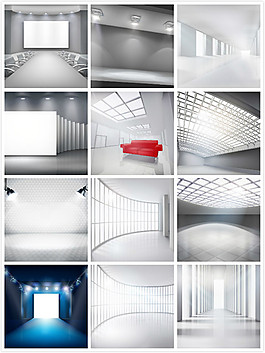 展廳展臺展板矢量