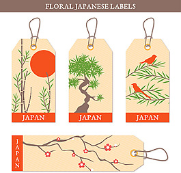 日本植物元素標簽設計
