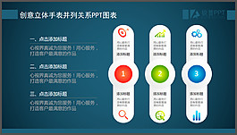創(chuàng)意立體手表并列關系PPT圖表