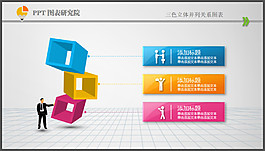 三色立體并列關(guān)系圖表模板