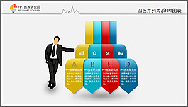 四色并列关系PPT图表