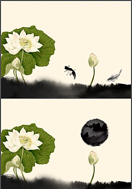 水墨荷塘PowerPoint背景圖片