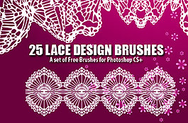 25種高分辨率蕾絲花紋圖案圖形Photoshop筆刷素材