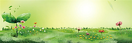 清新綠色草地春季海報(bào)