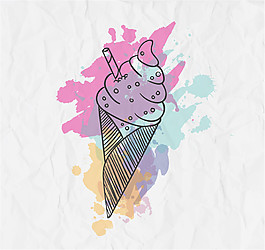 水彩冰淇淋矢量素材