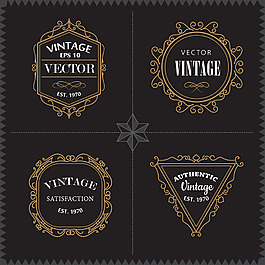 精美線性花紋邊框設(shè)計矢量素材