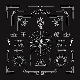 精美線性花紋邊框設(shè)計矢量素材