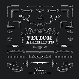 精美線性花紋邊框設(shè)計矢量素材