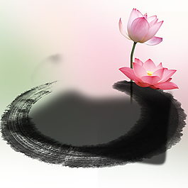 唯美水墨荷花中國風(fēng)背景圖