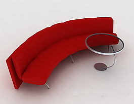 紅色簡單沙發(fā)3d模型下載