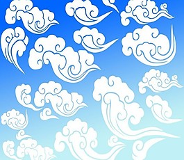 中國卡通祥云、白云圖案、云朵圖形photoshop筆刷素材