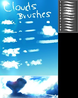 CG模擬自由繪畫式天空白云、云彩筆觸photoshop筆刷下載