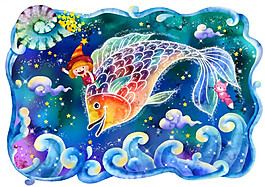 手繪卡通12星座雙魚(yú)座