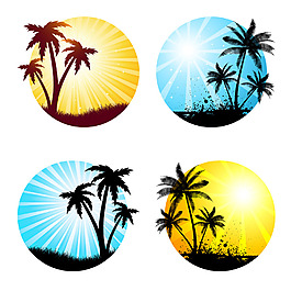 各種夏季場景與棕櫚樹