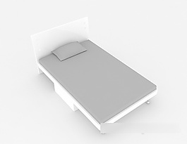 灰色單人床3d模型下載