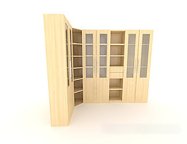 米黃色書柜3d模型下載