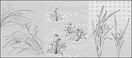 花和草線條畫