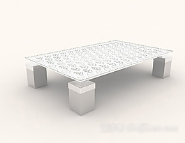 欧式白色简单边几3d模型下载