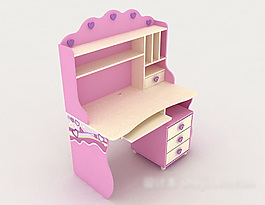 粉色可愛書桌3d模型下載