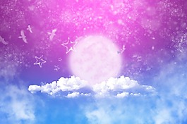 中秋月亮星云炫彩星空海報背景