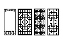 中國(guó)傳統(tǒng)建筑窗格矢量素材