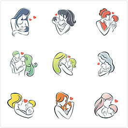 母婴插画矢量