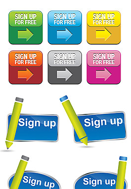 彩色網頁注冊按鈕矢量素材