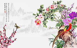 古典水墨牡丹