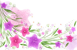 紫色韩式小清新手绘花卉高清