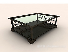 現(xiàn)代黑色玻璃茶幾3d模型下載