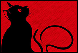 黑色猫咪插画矢量素材