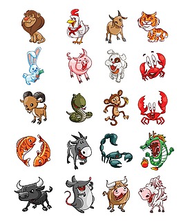 可愛卡通動物矢量素材