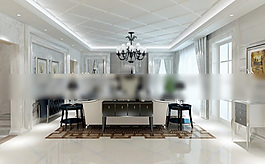 黑白家裝客廳3d模型下載