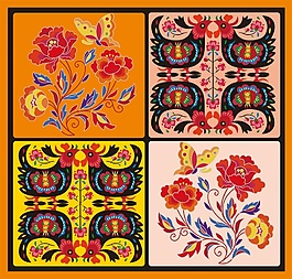 中式花紋邊框圖案