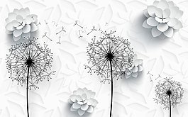 3D蒲公英背景墻