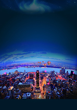 房地產海報城市背景圖PS