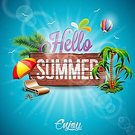 創(chuàng)意夏日度假海報(bào)矢量素材