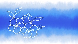 蓝色水墨花