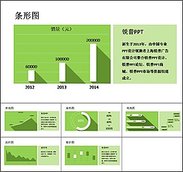 扁平化長陰影精美綠色ppt圖表