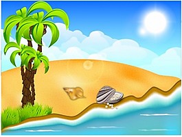 美麗的夏天海灘背景自由向量