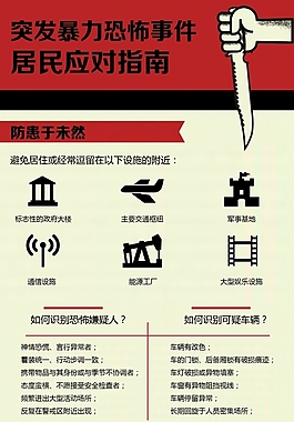 红黑简约-突发暴力恐怖事件居民应对指南