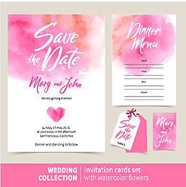 夢幻水彩卡片矢量素材