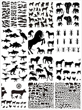 動物剪影插畫