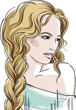辮子美女插畫(huà)