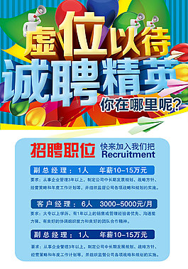 虛位以待誠聘精英宣傳海報(bào)psd分層素材