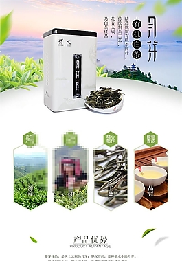 綠色健康淘寶有機白茶詳情頁psd分層素材